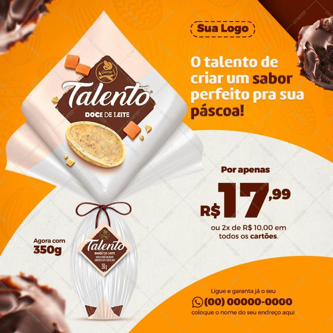 Banner para Páscoa com Ovo de Colher PSD Editável