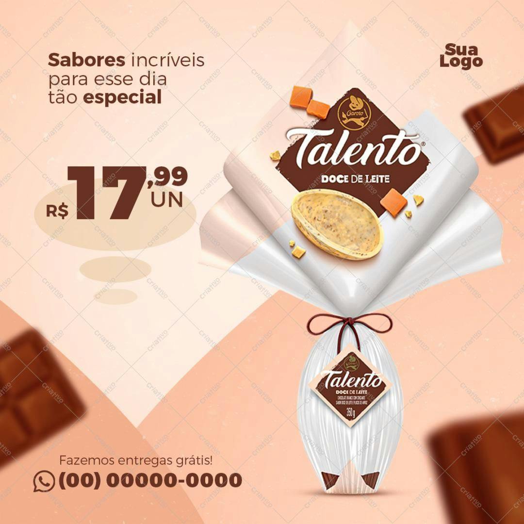 Arte para Embalagem de Ovo de Páscoa PSD Editável