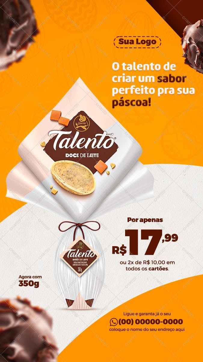 Flyer Páscoa com Ovo de Colher Talento PSD Editável