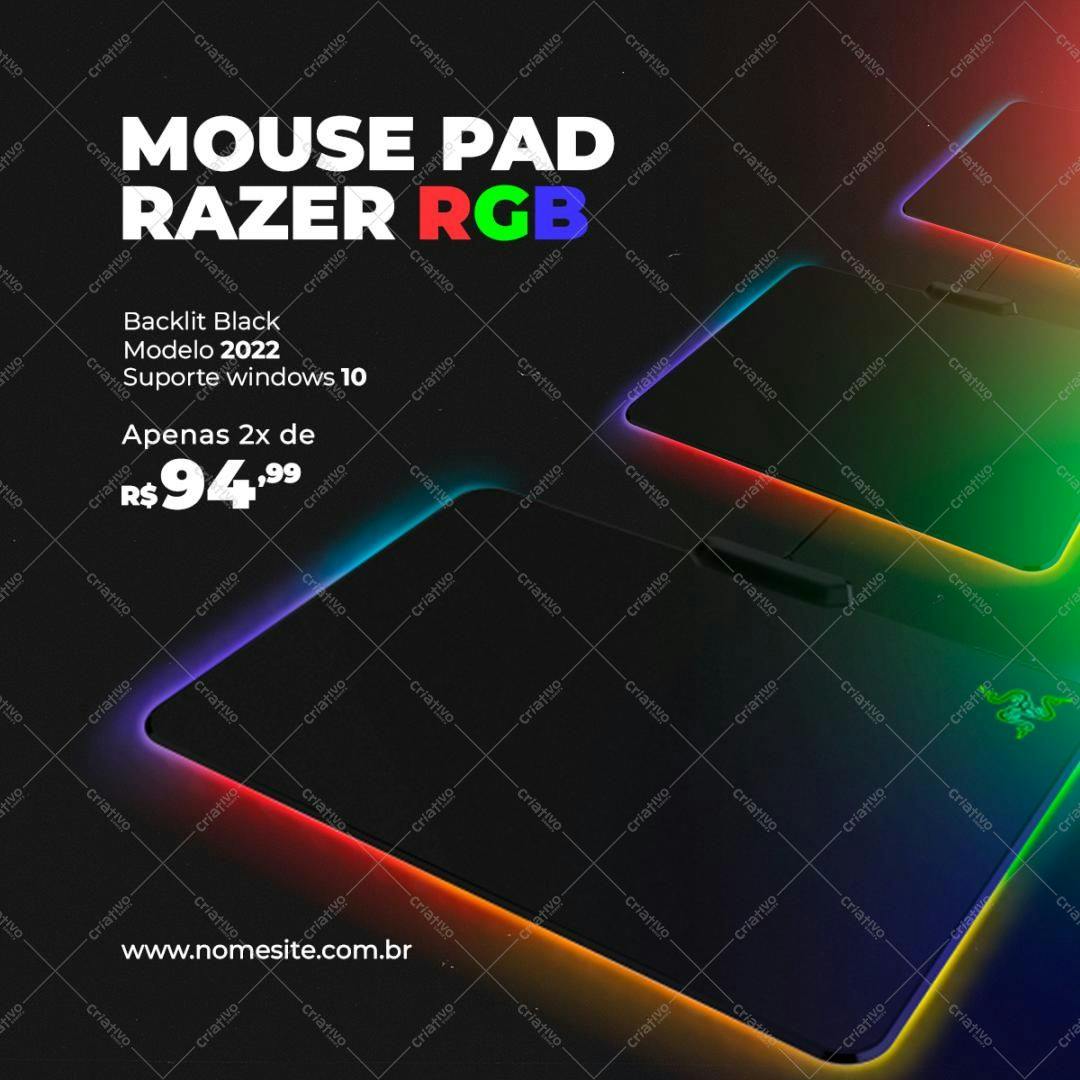 Mousepad Gamer RGB Razer PSD Editável