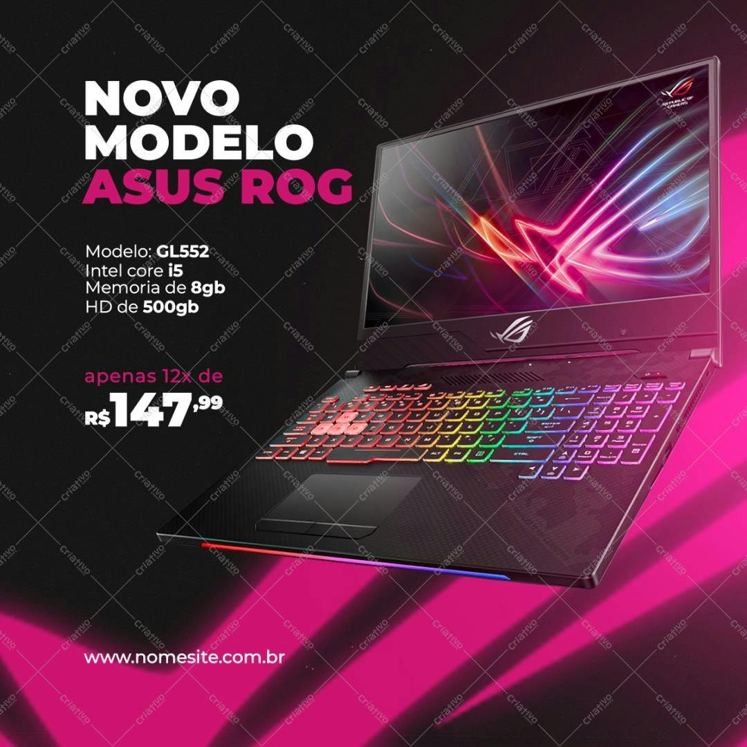 Banner para Anúncio de Notebook ASUS ROG PSD Editável