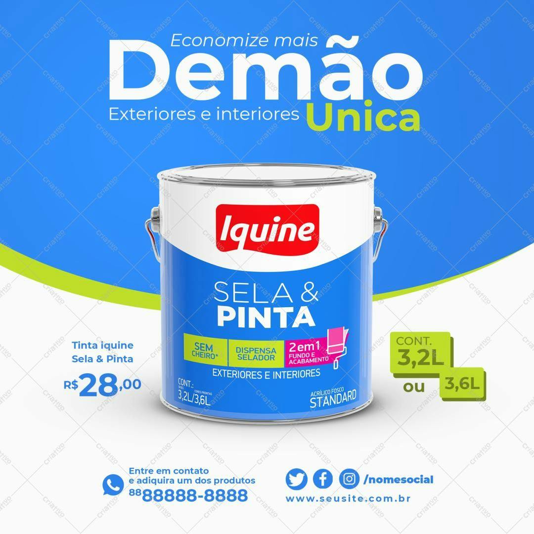 Embalagem de Tinta Iquine Sela & Pinta PSD Editável
