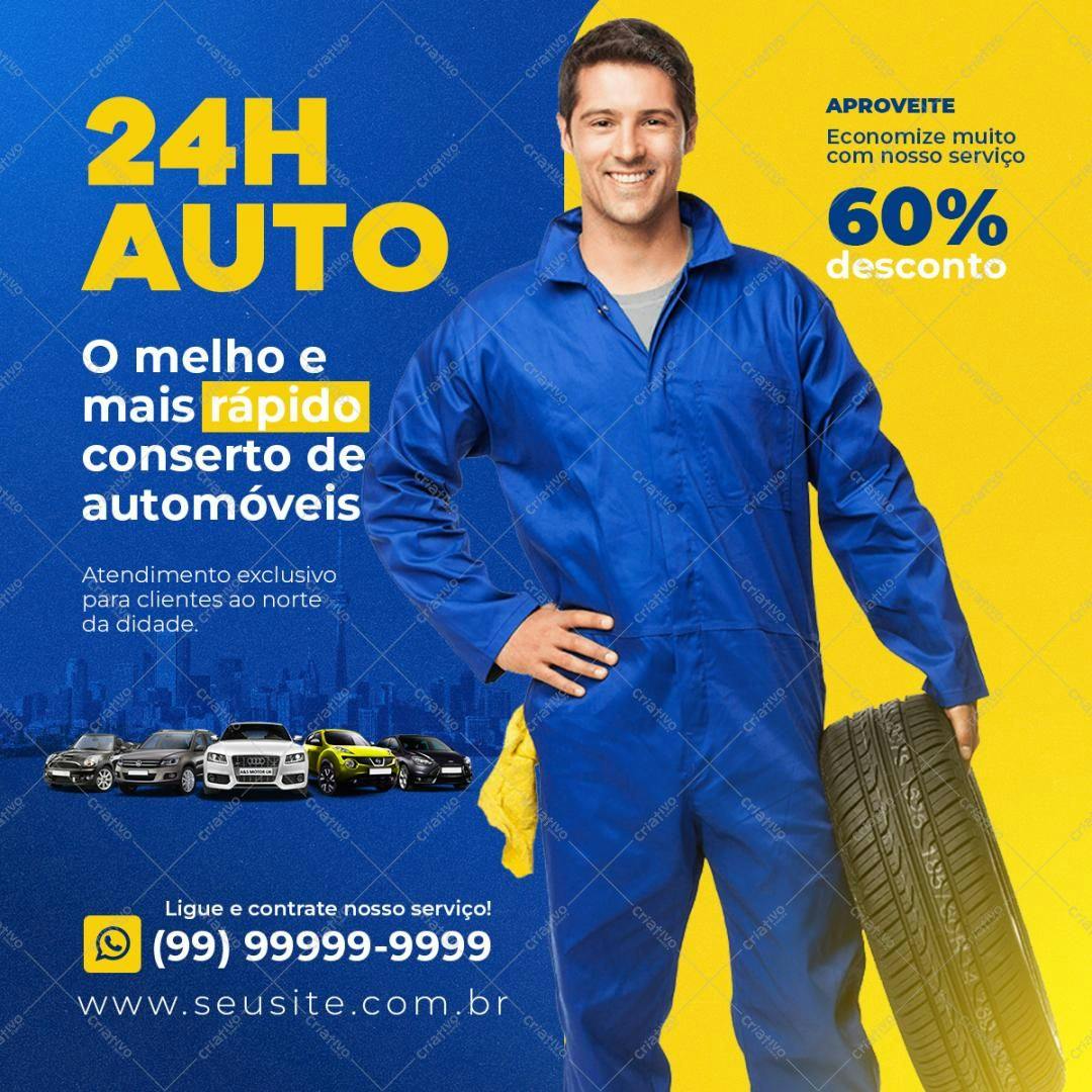 Post para Redes Sociais Mecânico PSD Editável