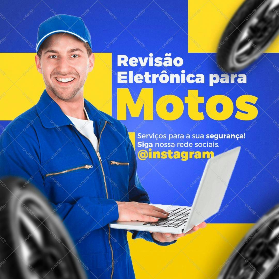 Post para Redes Sociais Mecânico de Motos PSD Editável