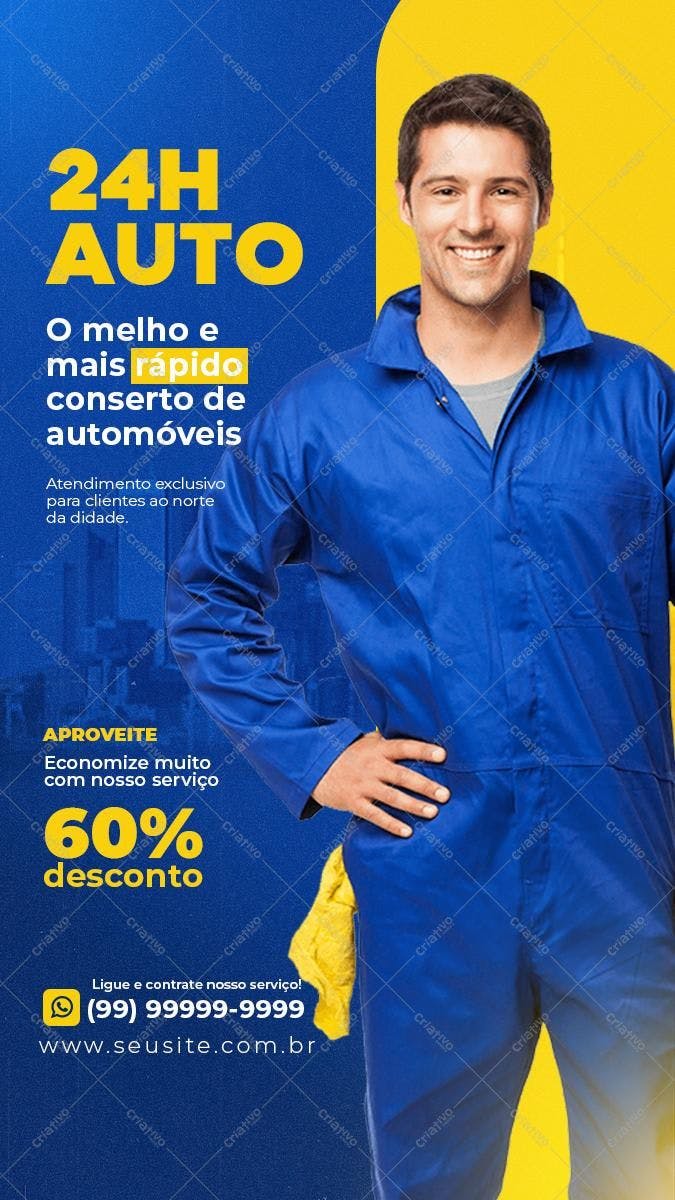 Template de Flyer para Mecânica de Automóveis PSD Editável