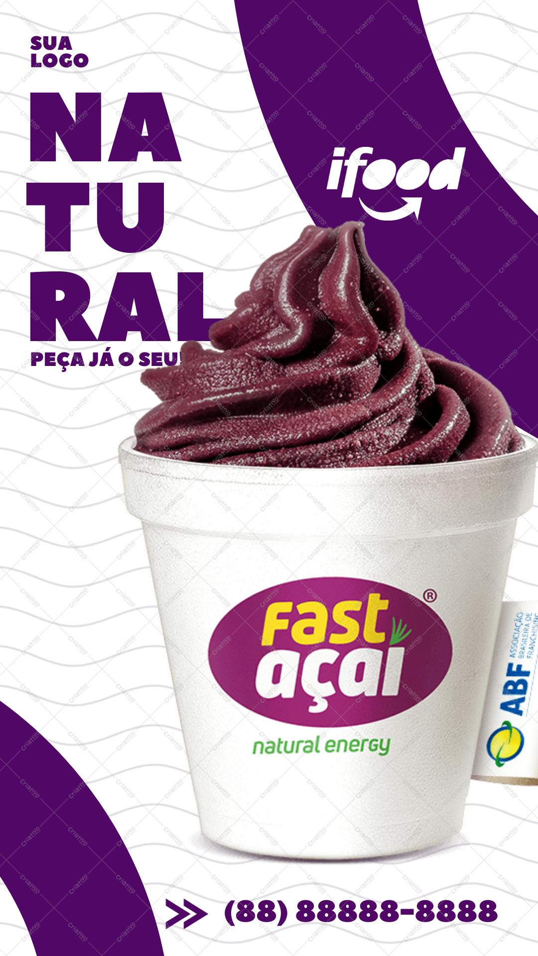 Post Instagram Açaí Vermelho e Roxo Editável no Canva