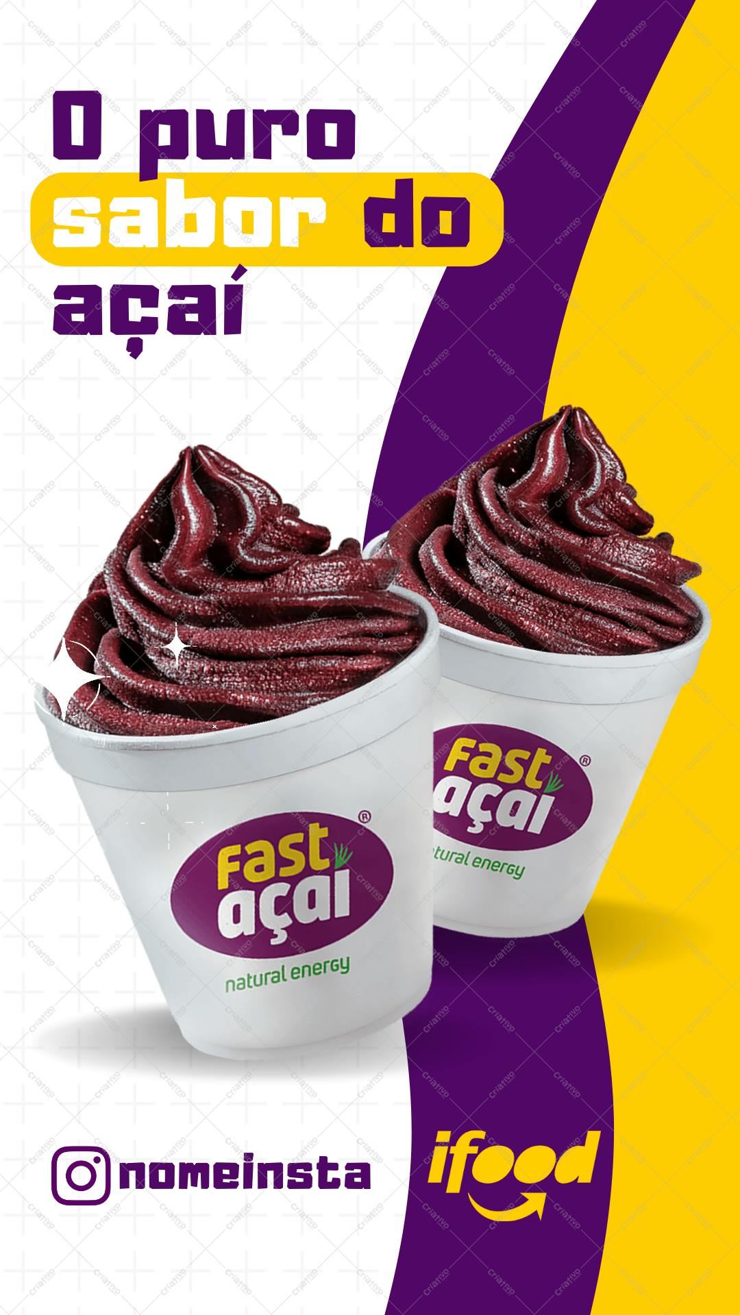 Post Instagram Açaí Verão Cores vibrantes Editável no Canva