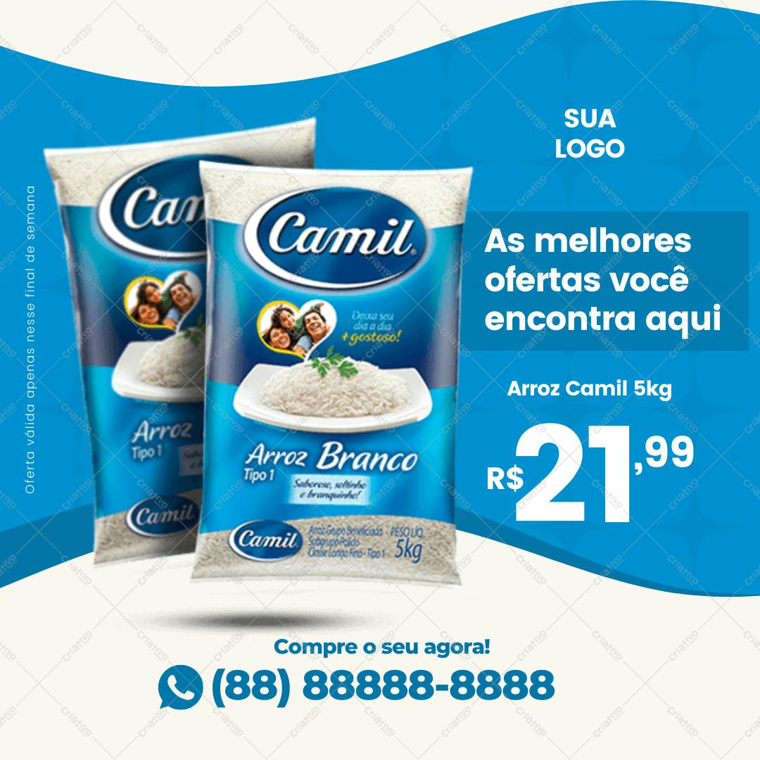 Post Instagram Promoção Arroz Camil Editável no Canva