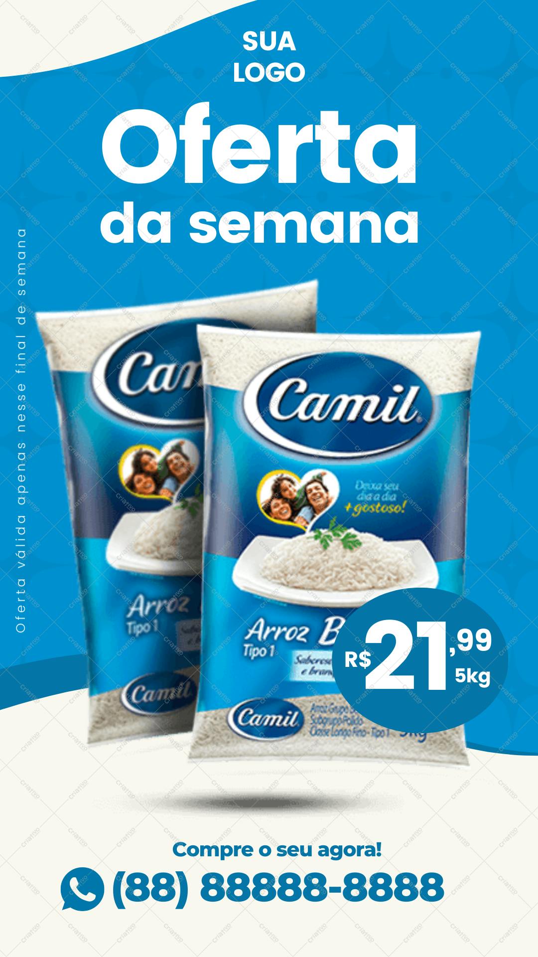 Post Instagram Oferta de arroz Camil Editável no Canva