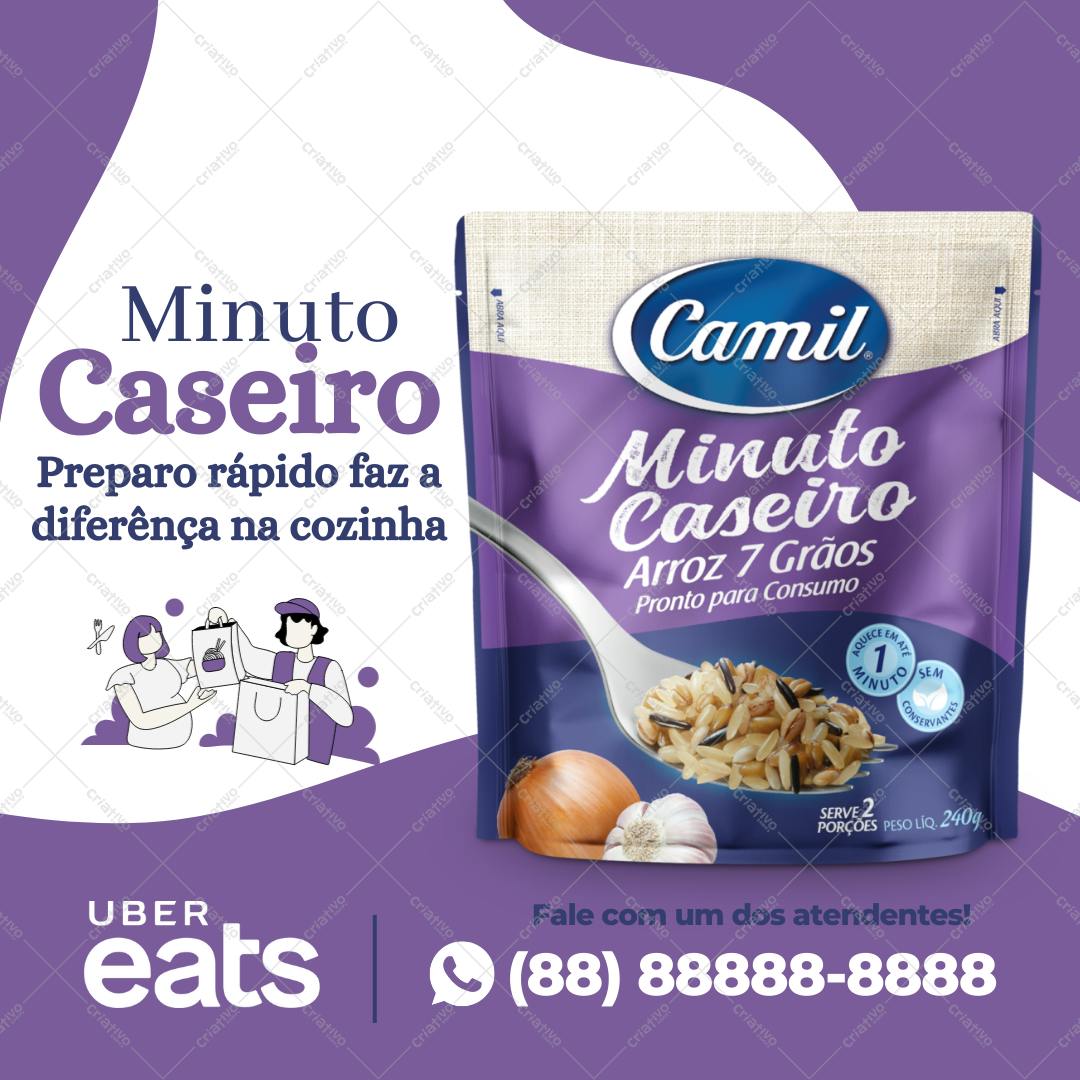 Post Instagram para delivery de comida roxa e lilás Editável no Canva