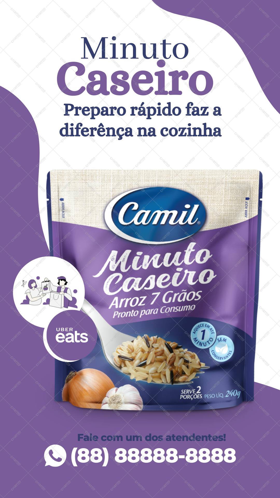 Post Instagram Receita Minuto Caseiro arroz 7 grãos Editável no Canva