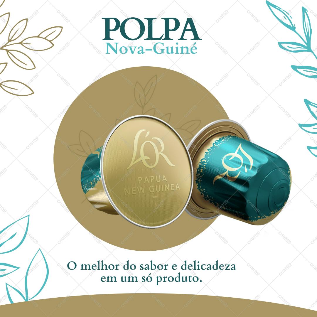 Post Instagram Café gourmet cores verde e dourado Editável no Canva