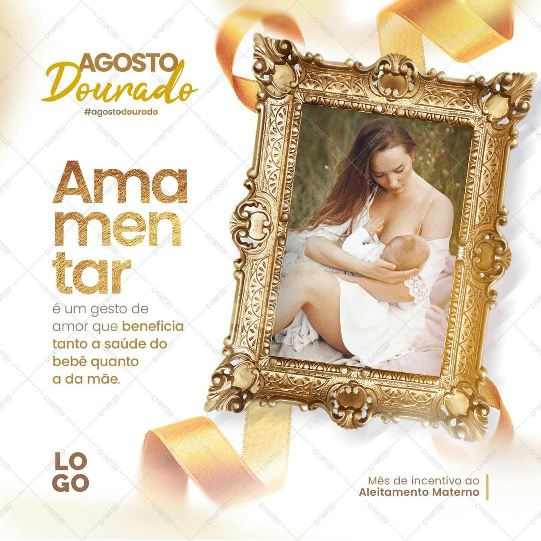 Post para Agosto Dourado Amamentação PSD Editável