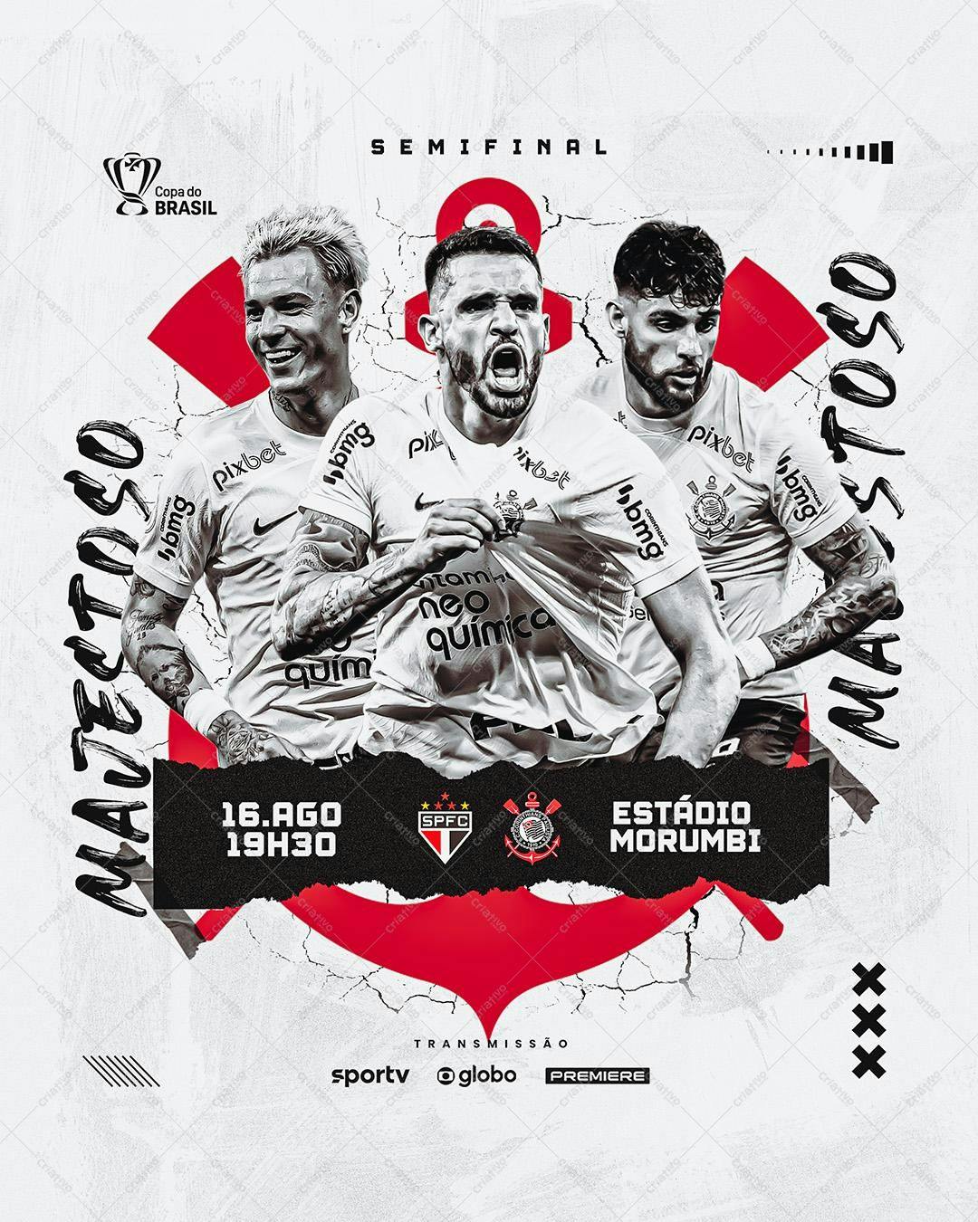 Flyer para Jogo de Futebol - Semifinal Copa do Brasil PSD Editável
