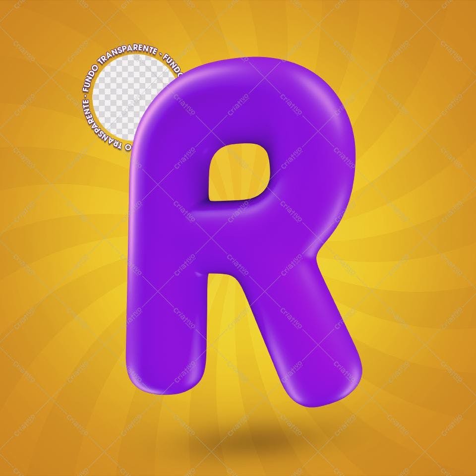 Selo 3D decorativo letra R roxo