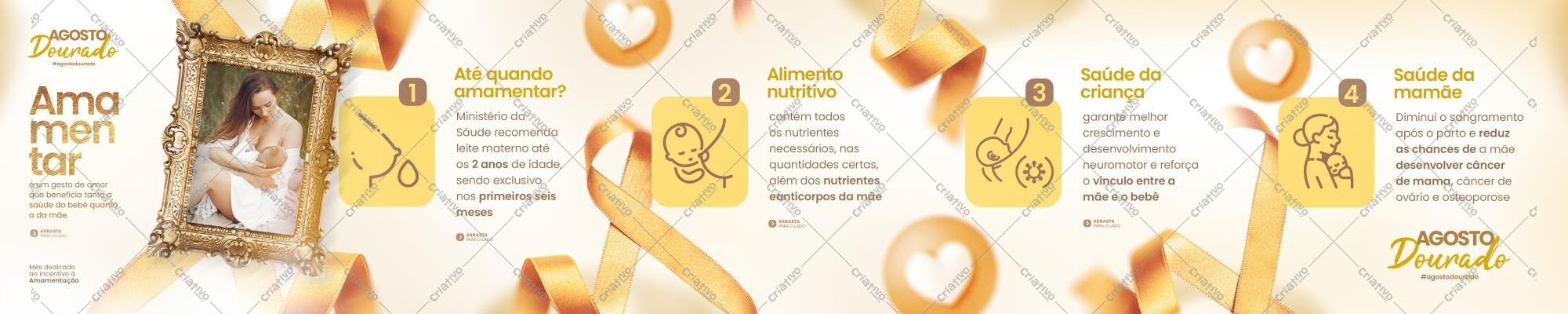 Banner Agosto Dourado Amamentação PSD Editável