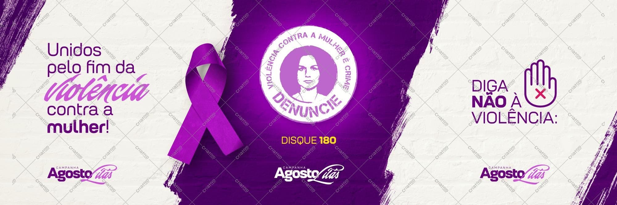 Banner Agosto Lilás Contra Violência à Mulher PSD Editável