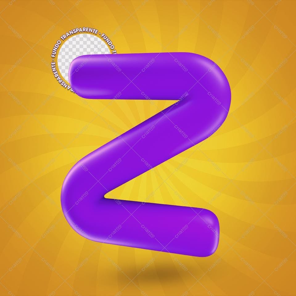Selo 3D decorativo roxa formato Z