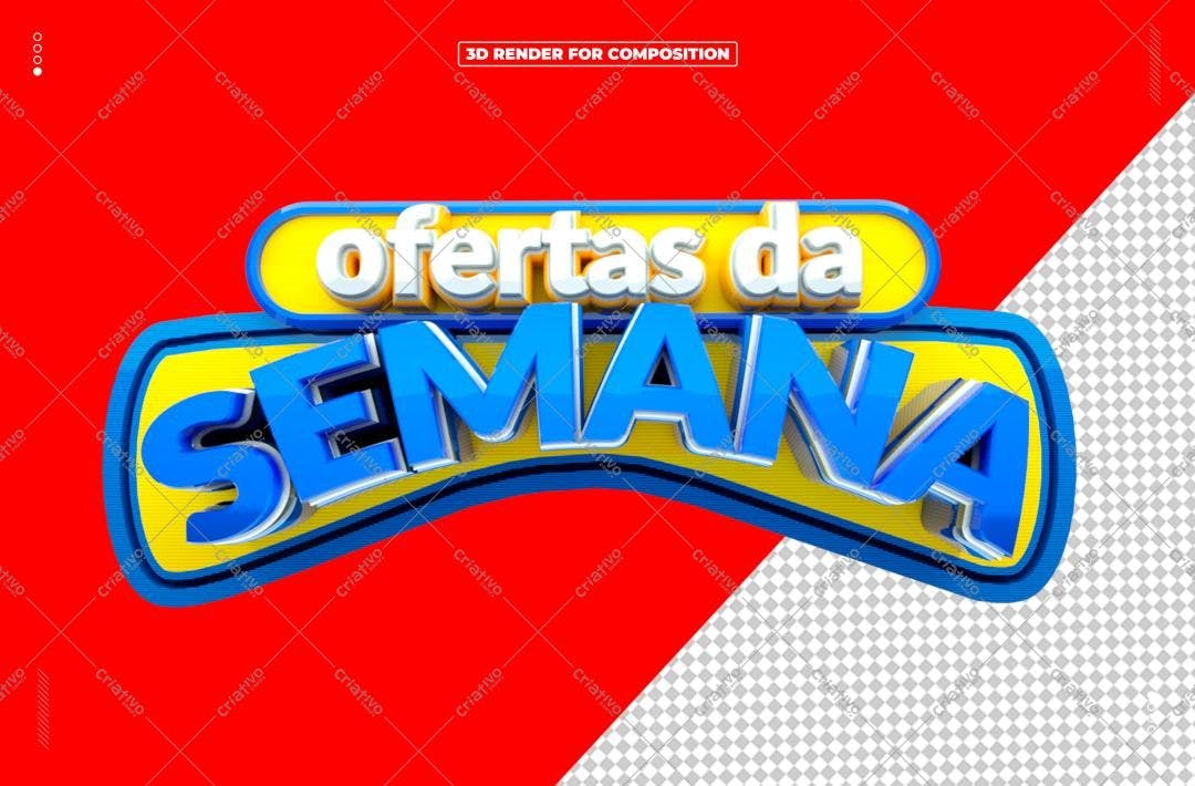 Selo 3D promocional azul e amarelo