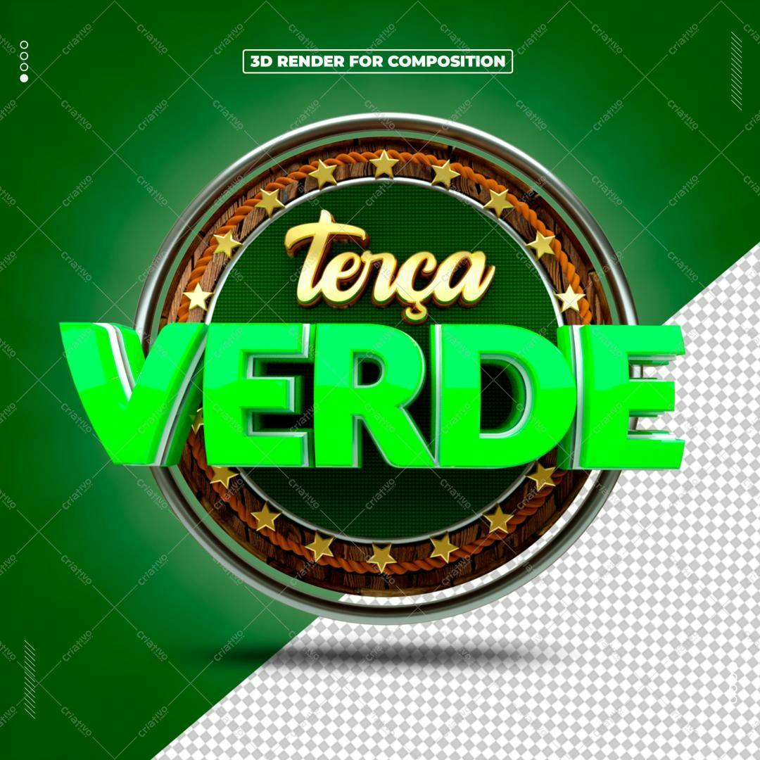 Selo 3D promocional verde e dourado estilo vintage