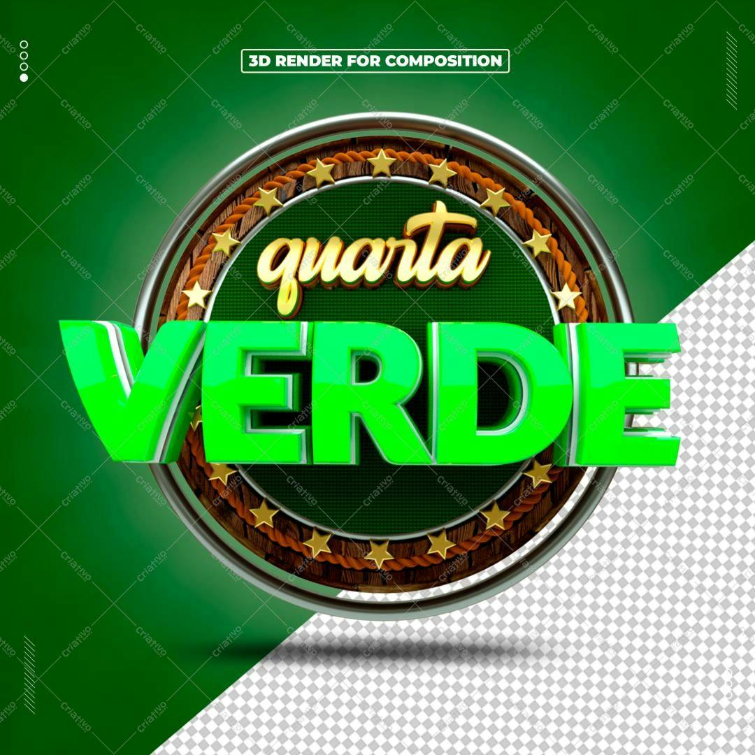 Selo 3D promocional verde e dourado estilo vintage
