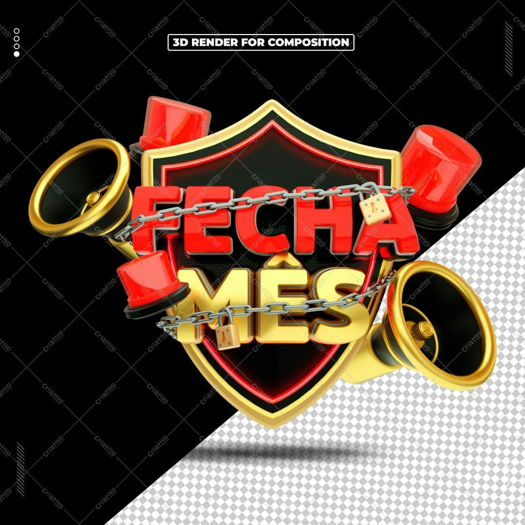 Selo 3D promocional vermelho e dourado com cadeado