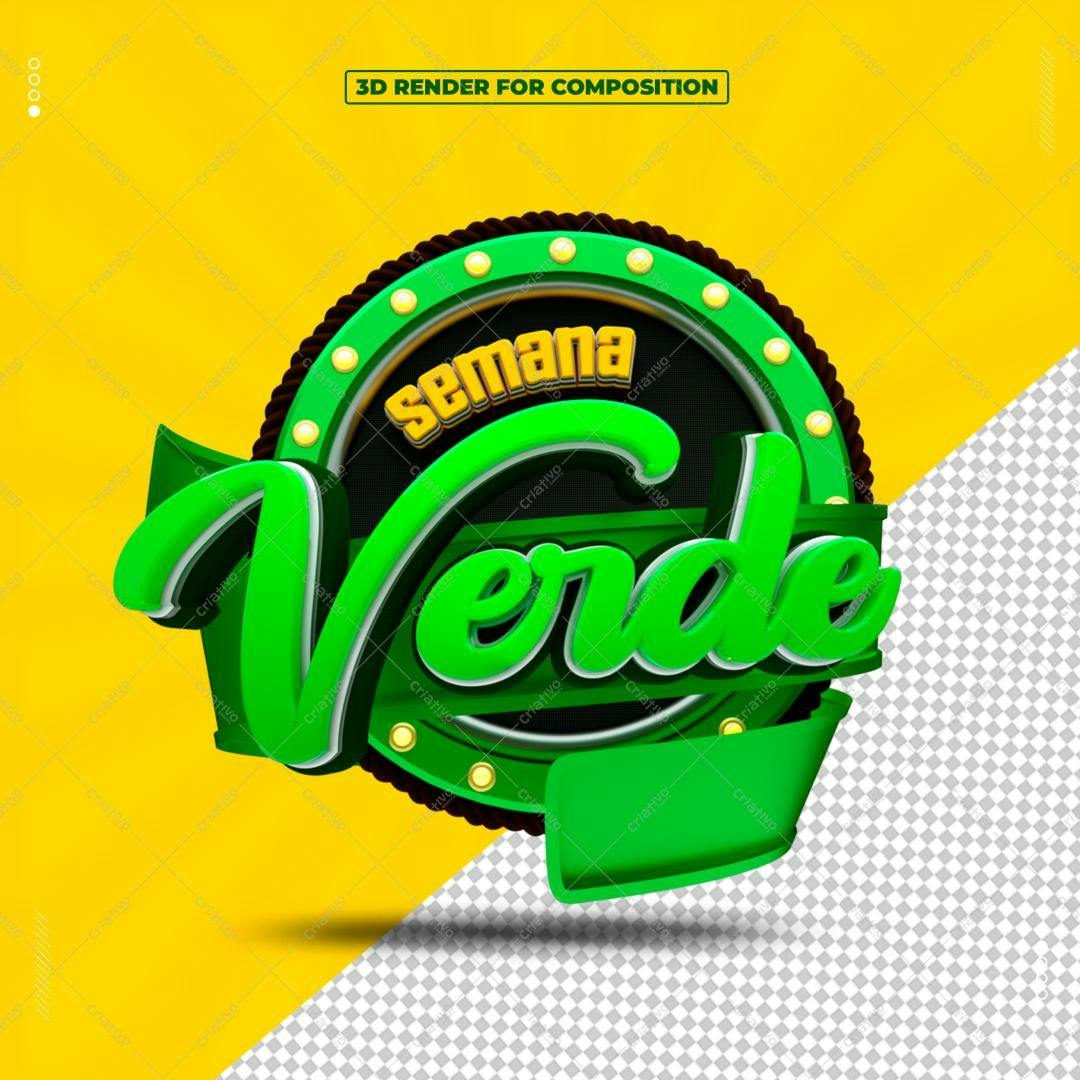 Selo 3D promocional verde e amarelo estilo retrô