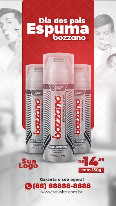 Story Dia Dos Pais Espuma De Barbear Bozzano Supermercados - Psd Editável