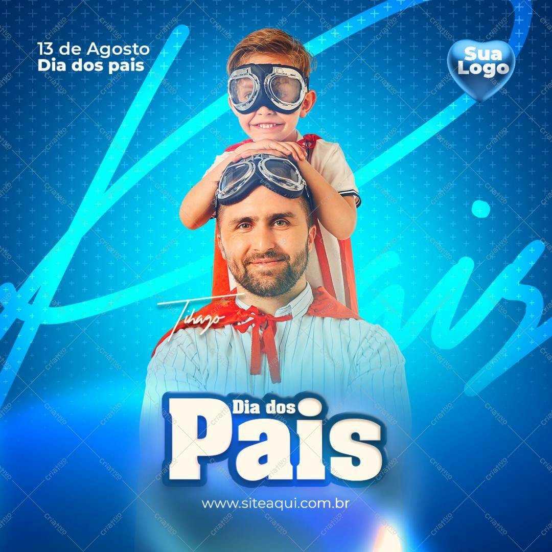 Post para Dia dos Pais com Pai e Filho PSD Editável