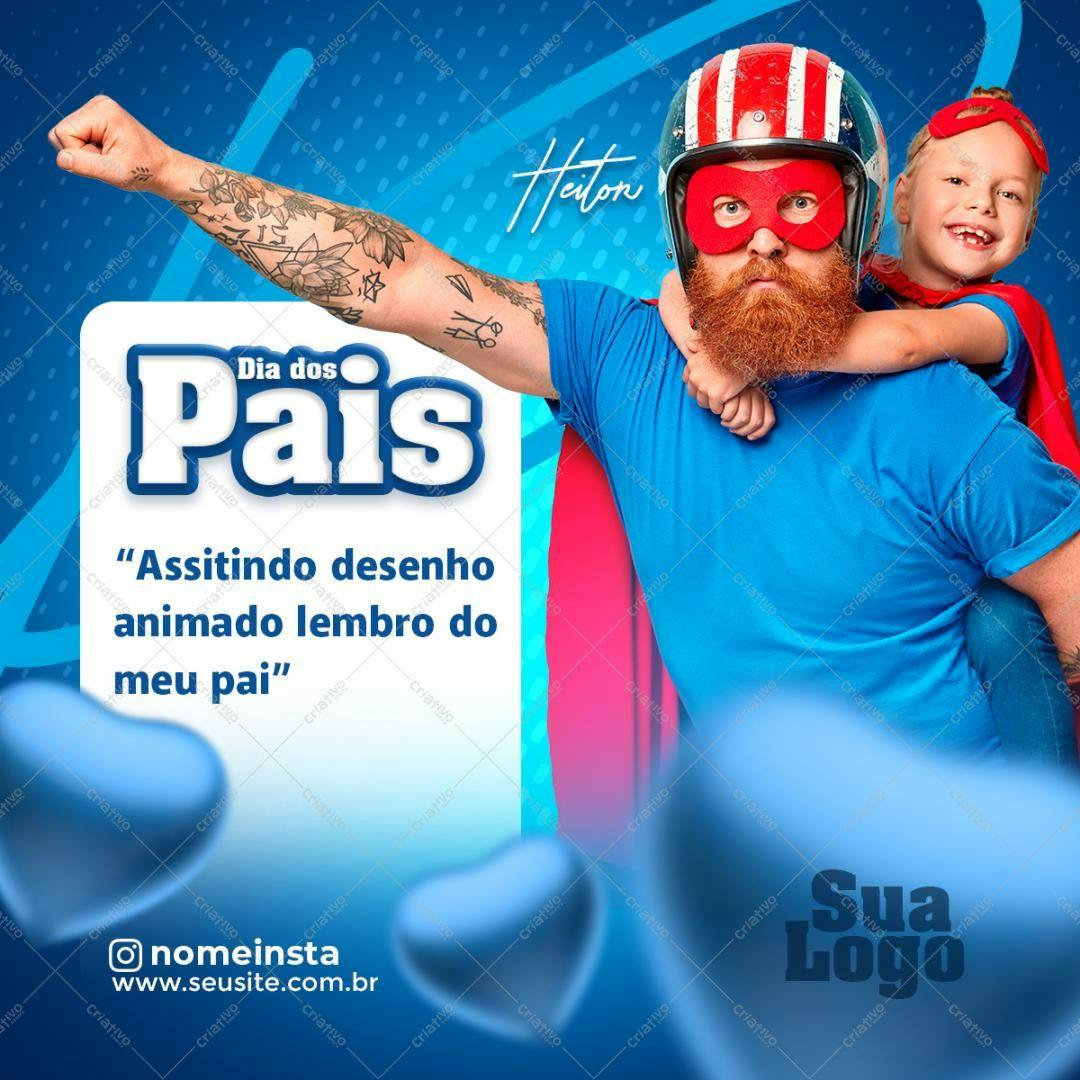 Post para Dia dos Pais Super Heróis PSD Editável
