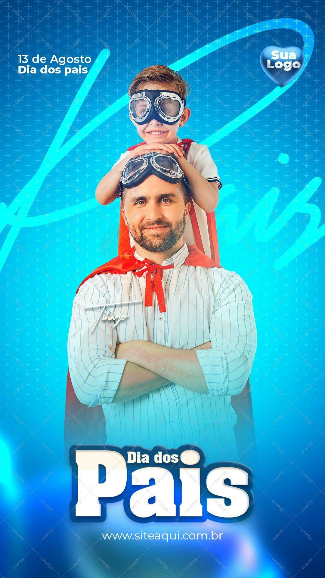 Poster Dia dos Pais Super Herói PSD Editável