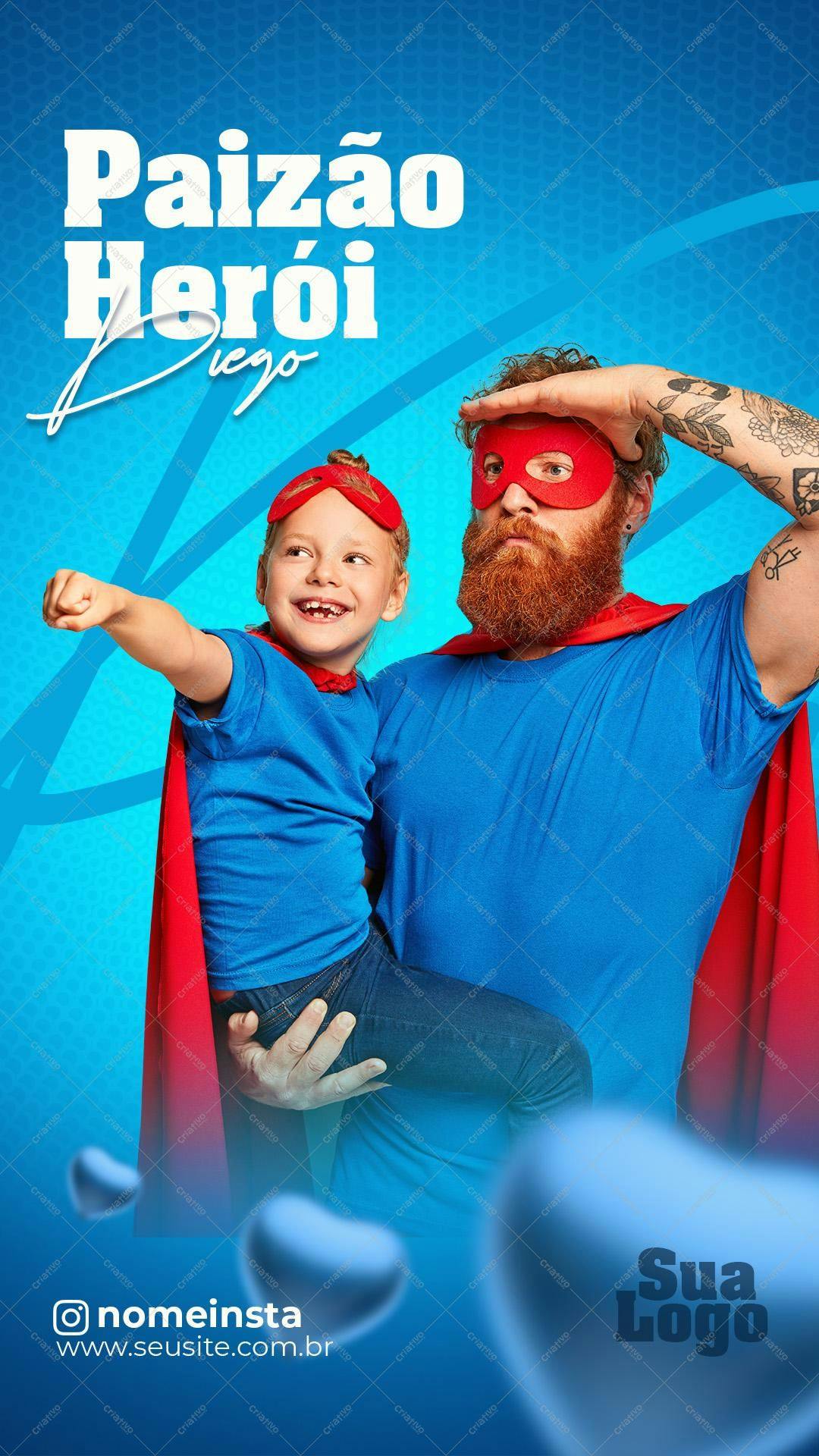 Banner Dia dos Pais Paizão Herói PSD Editável