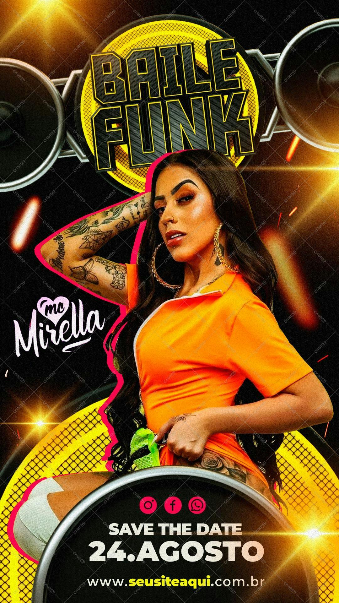 Flyer para Baile Funk com MC Mirella PSD Editável