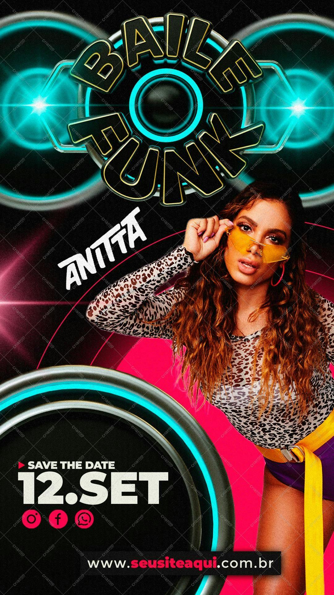 Flyer para Festa Funk com Anitta PSD Editável