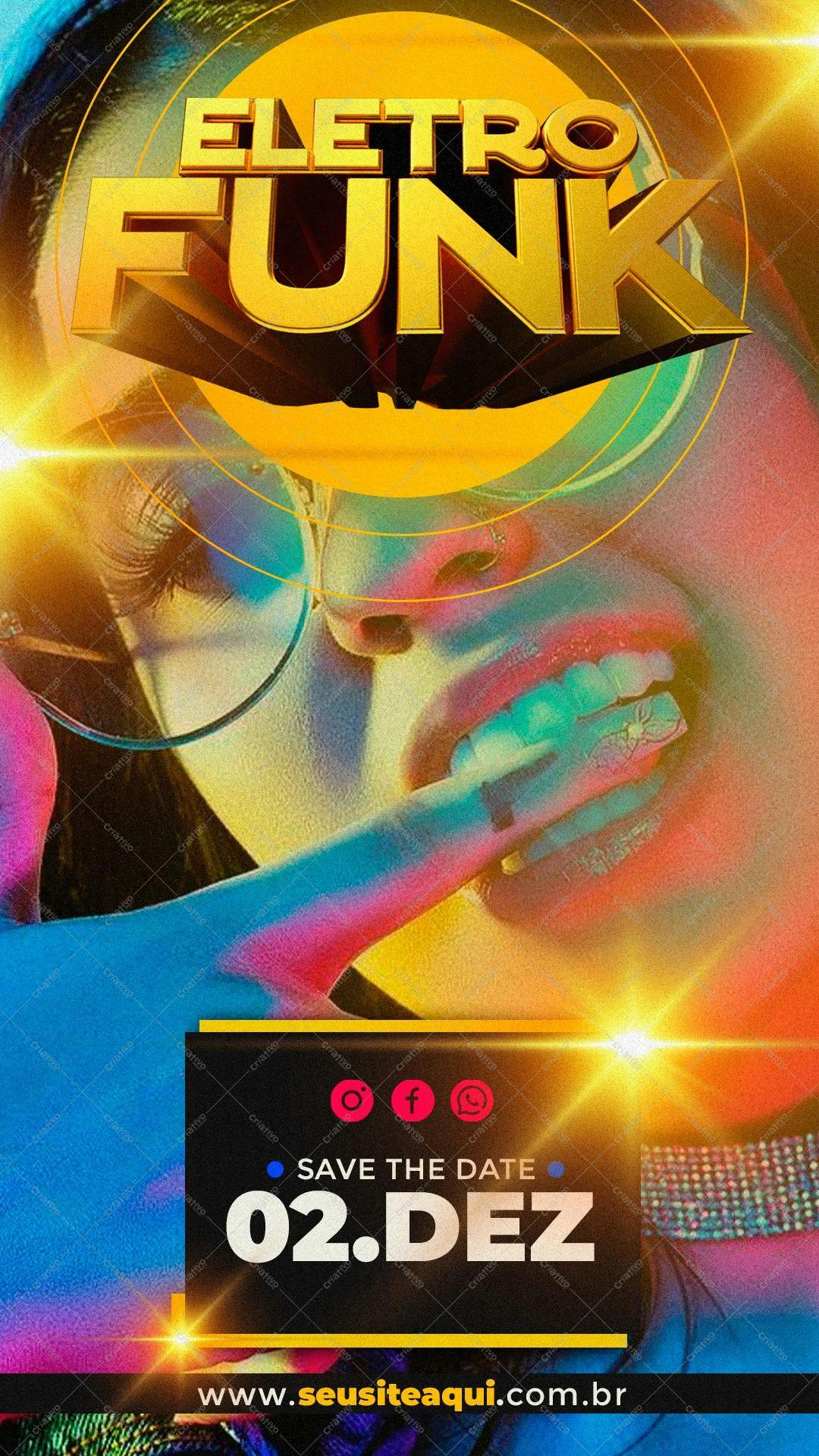 Flyer para Festa Eletrônica Funk PSD Editável