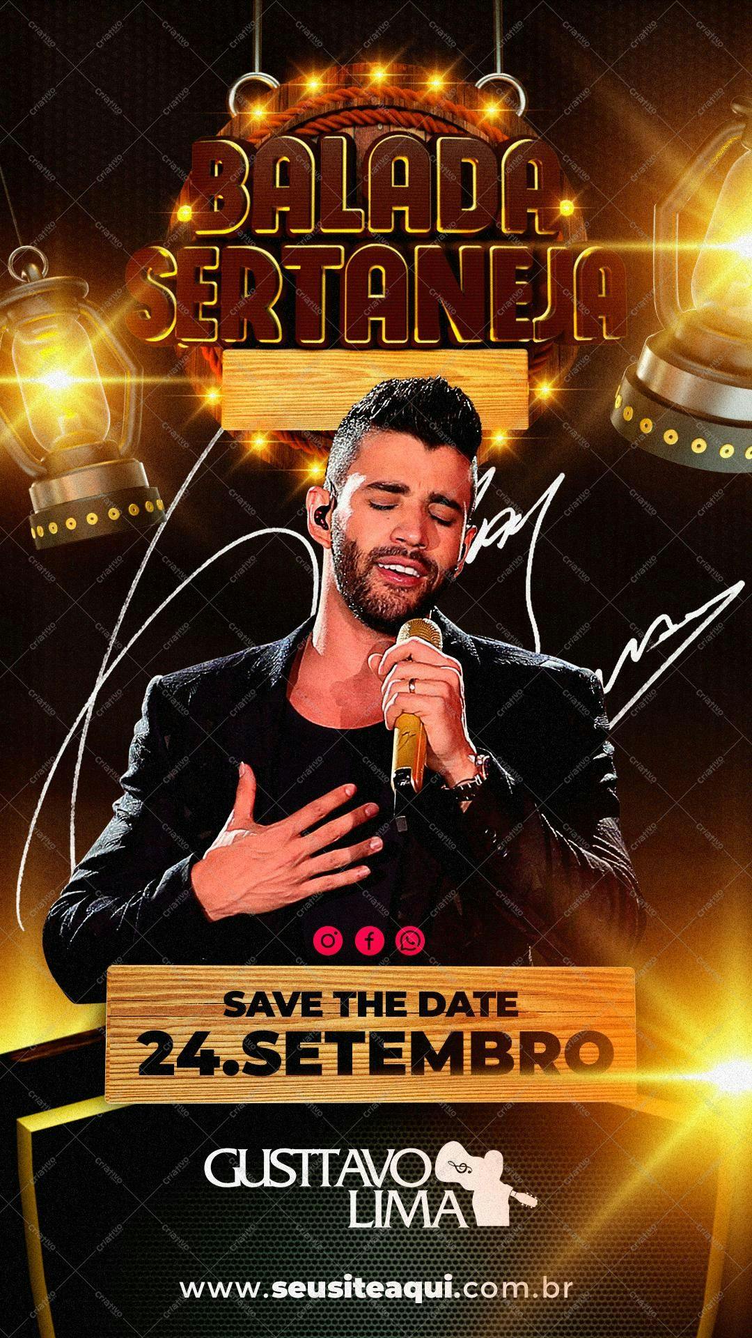 Flyer para Festa Sertaneja com Gustavo Lima PSD Editável