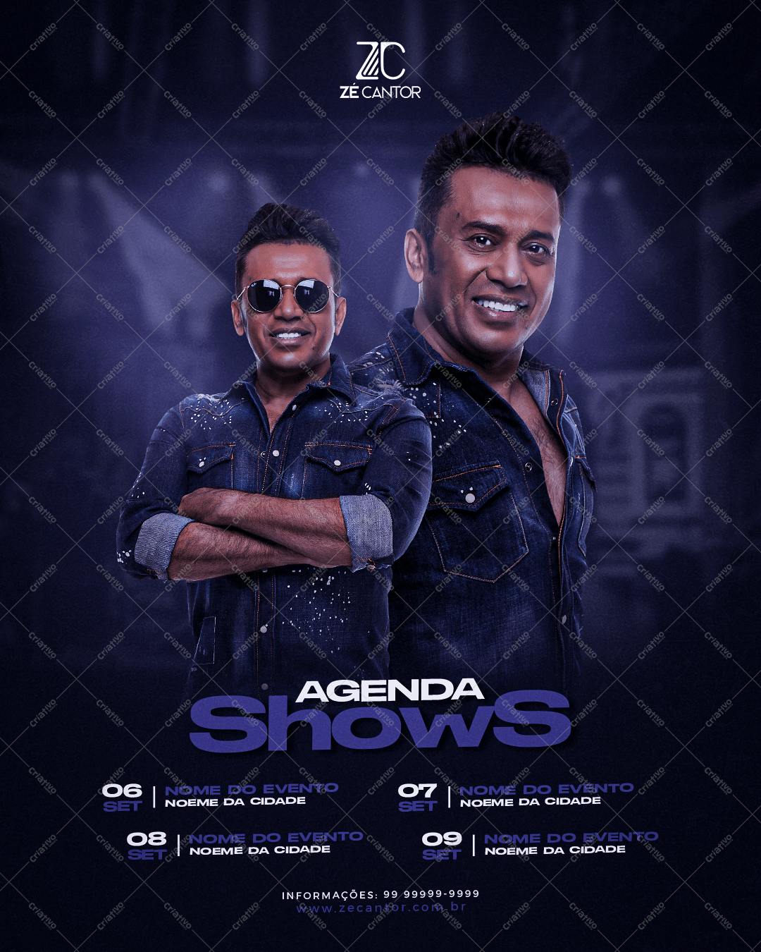 Flyer para Shows do Cantor Zé Cantor PSD Editável
