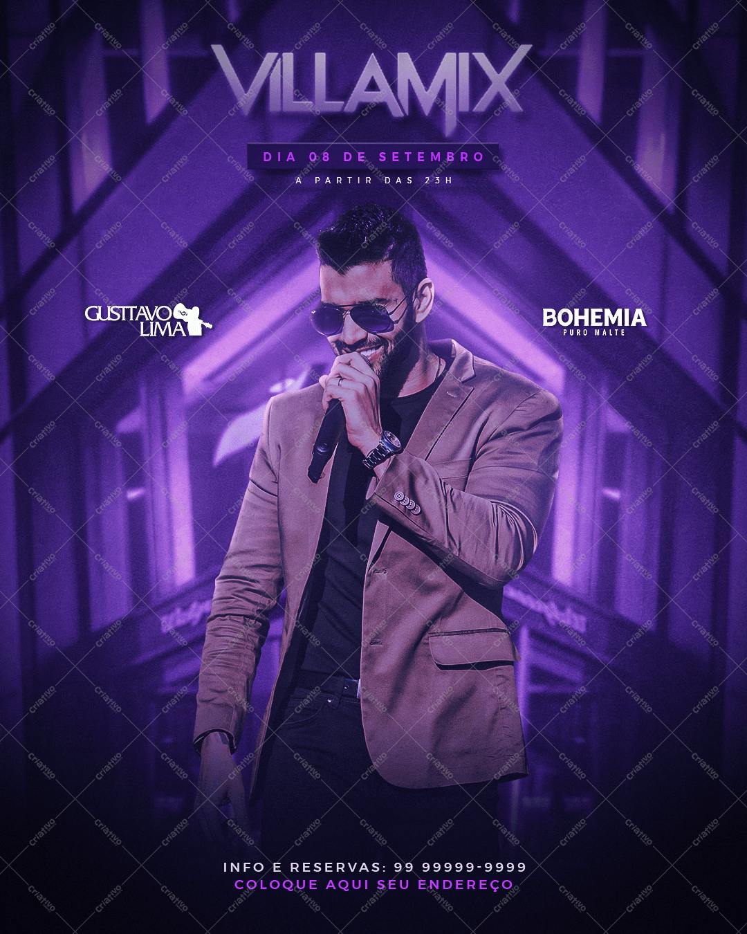 Flyer para Show Gusttavo Lima Villamix PSD Editável