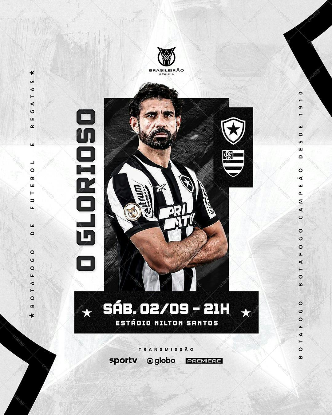 Poster para Jogo de Futebol Botafogo x Flamengo PSD Editável