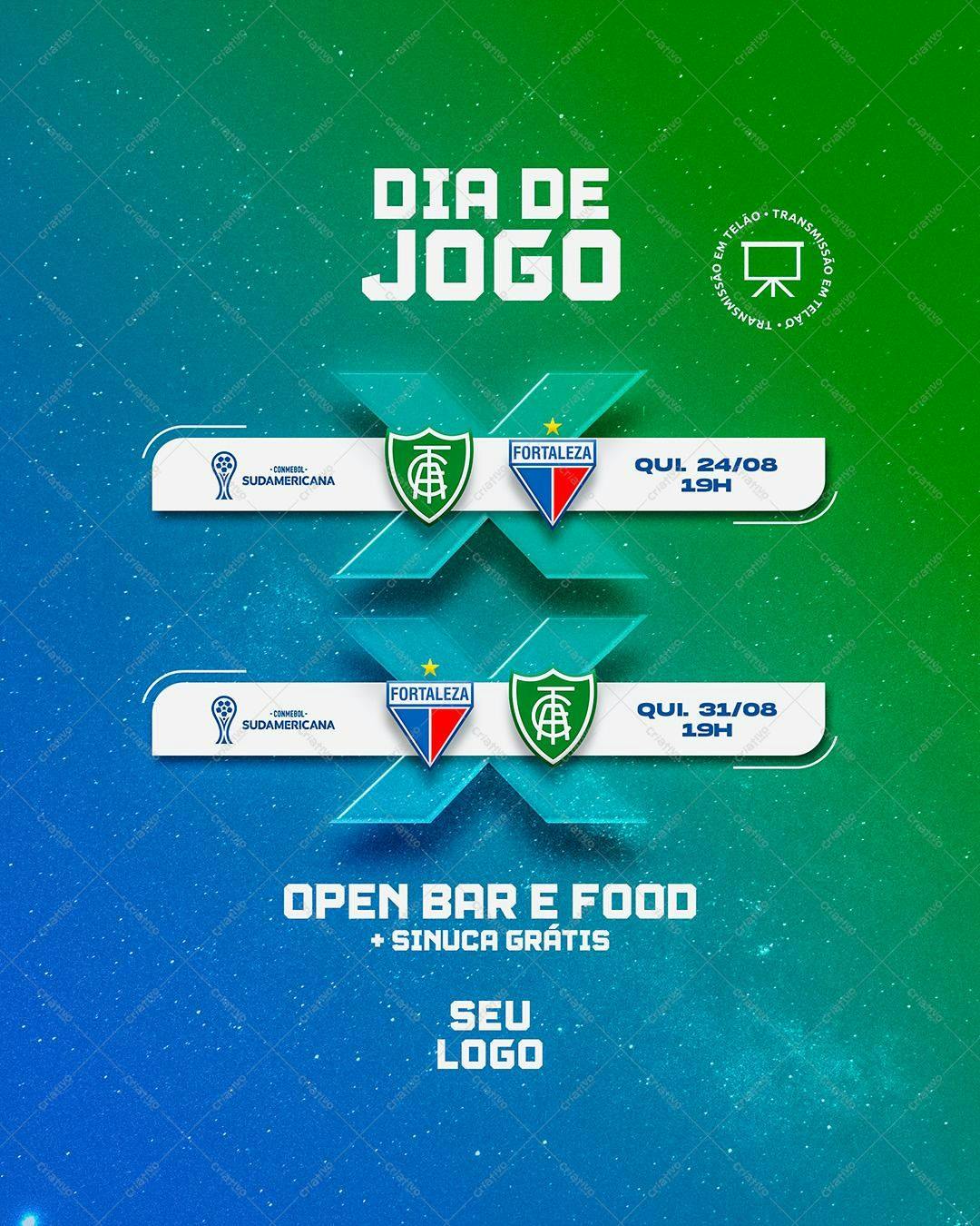Post para Redes Sociais Dia de Jogo Fortaleza PSD Editável