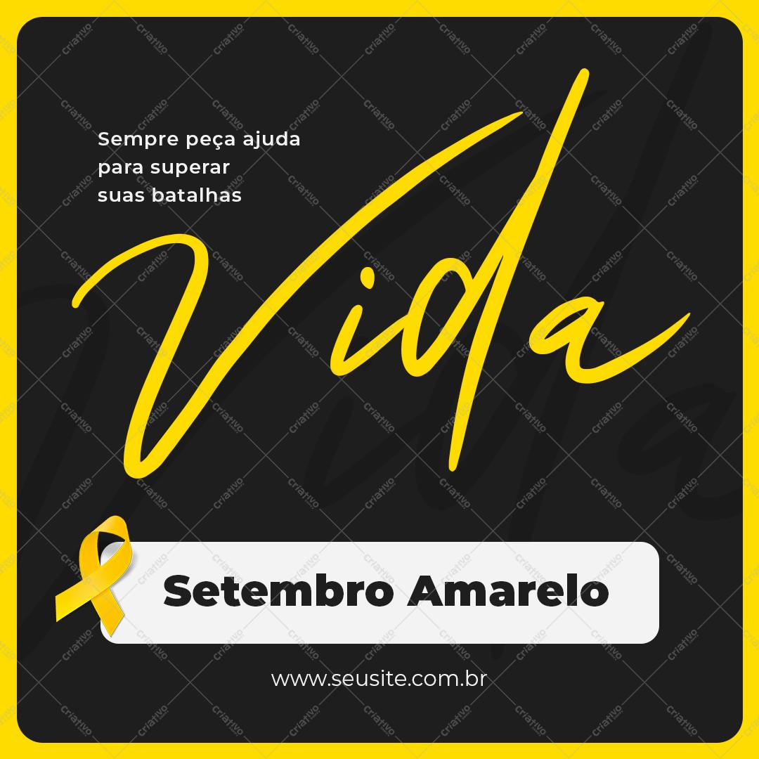 Post para Redes Sociais Setembro Amarelo PSD Editável