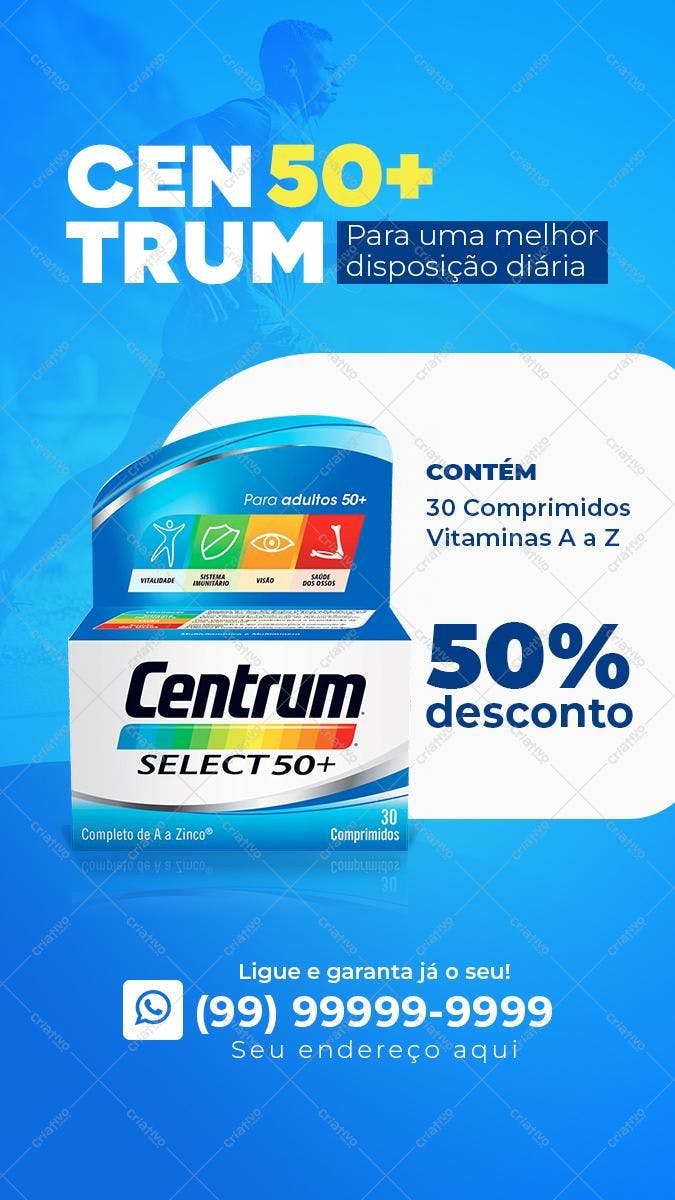 Banner para Promoção Centrum Select 50+ PSD Editável