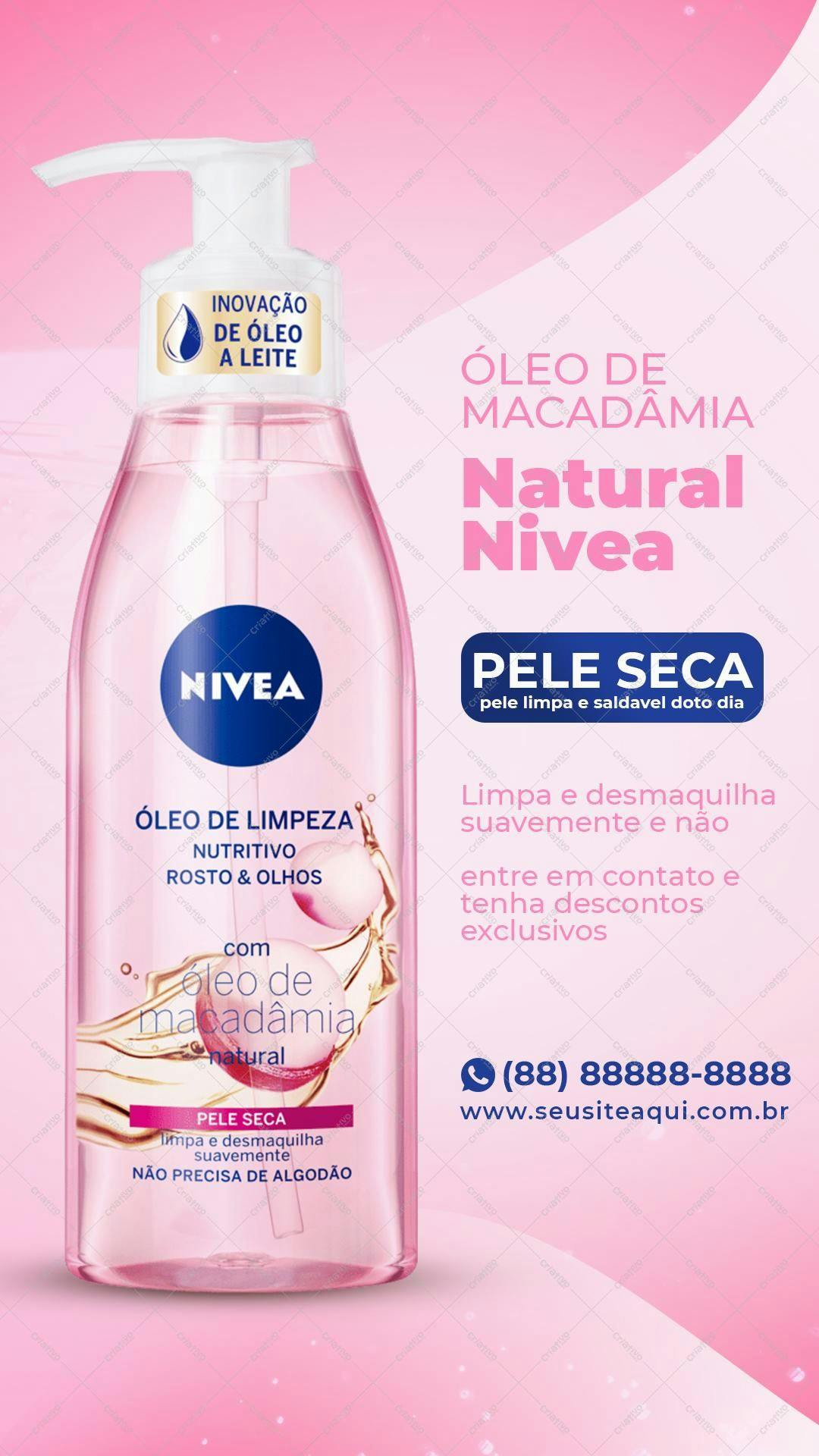 Modelo de Embalagem Nívea Óleo de Limpeza PSD Editável