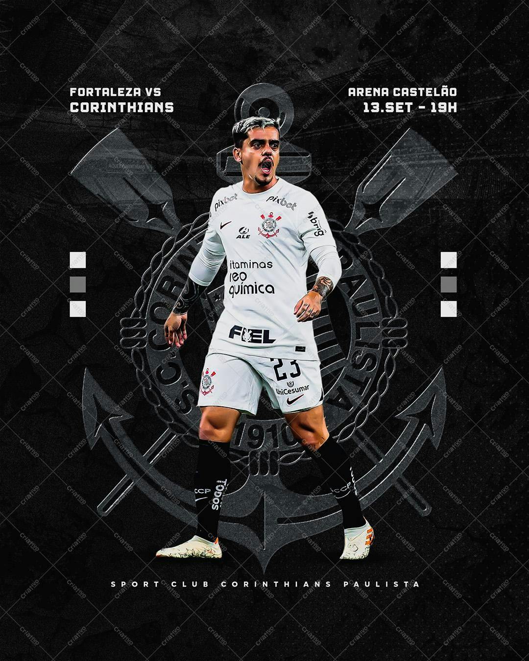 Post para Instagram Corinthians x Fortaleza PSD Editável