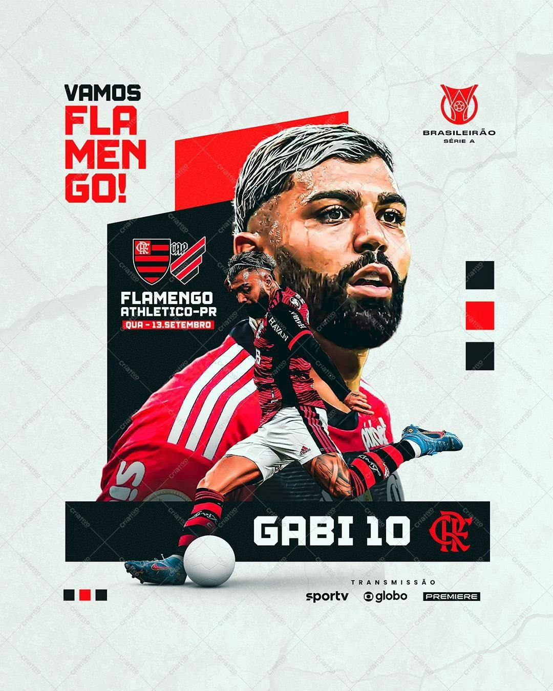 Post para Redes Sociais Flamengo x Athletico-PR PSD Editável