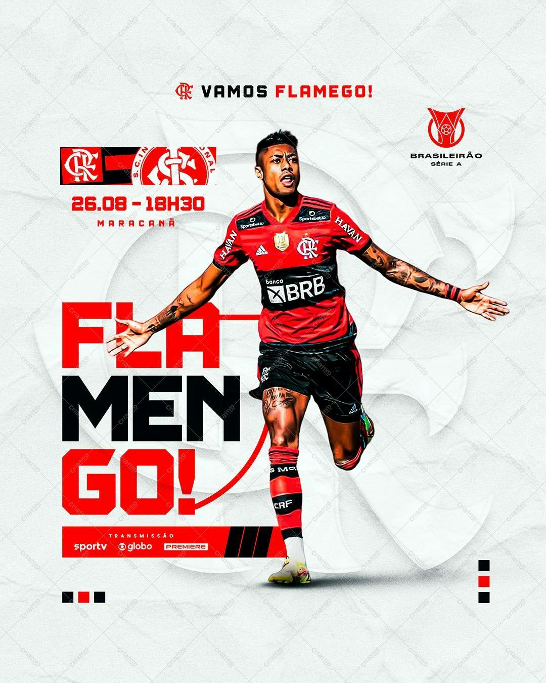 Post para Redes Sociais Jogo Flamengo PSD Editável