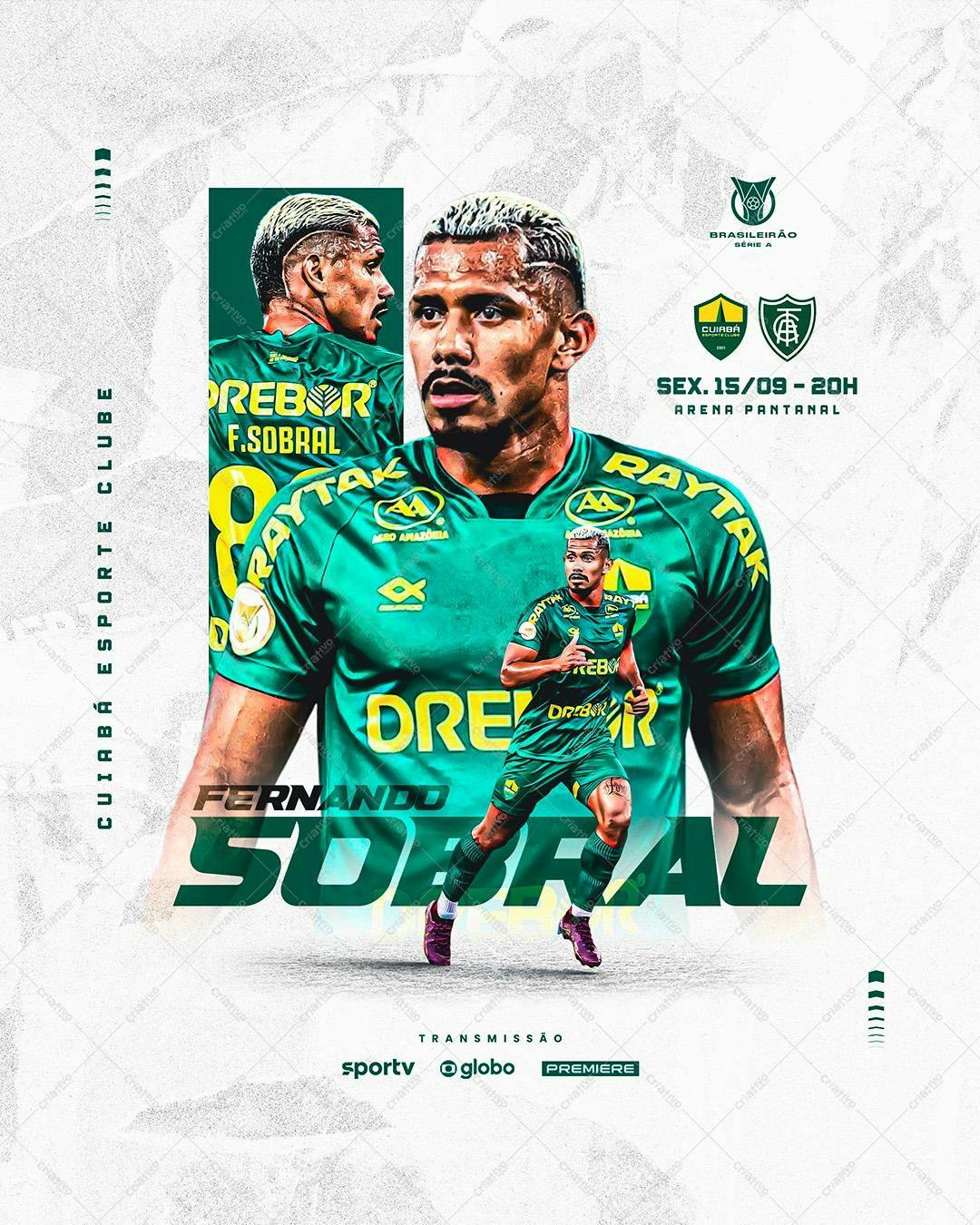 Poster Jogador de Futebol Cuiabá PSD Editável