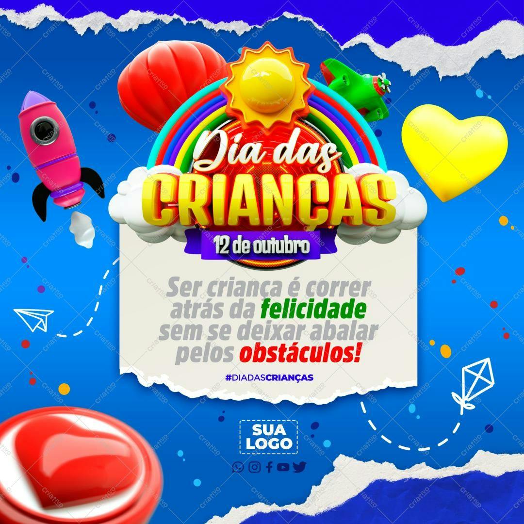 Post para Redes Sociais Dia das Crianças PSD Editável