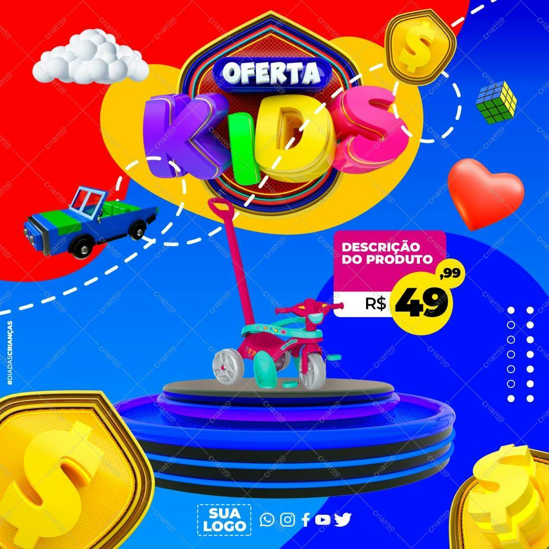Banner Dia das Crianças Oferta Kids PSD Editável