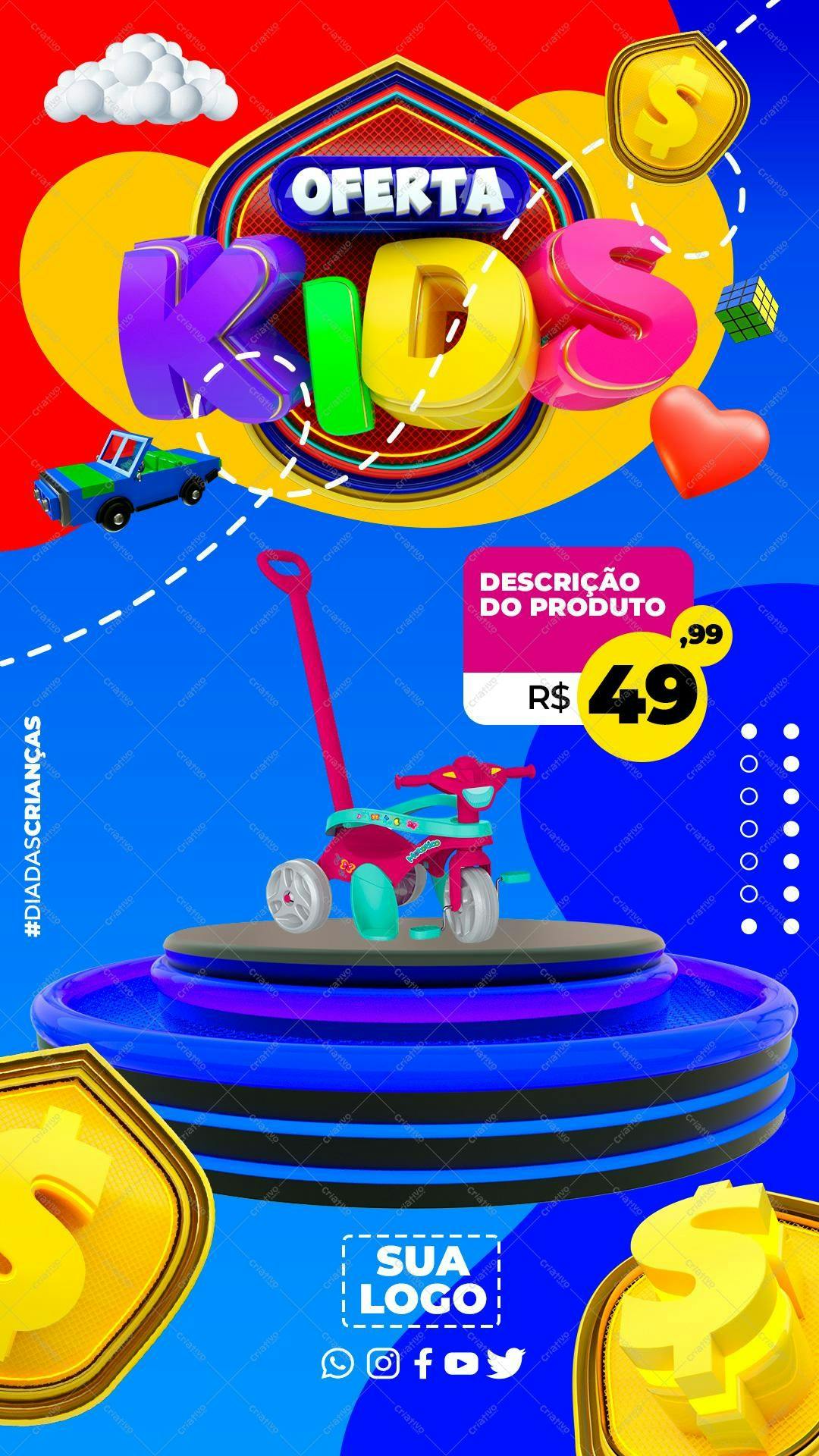 Flyer para Dia das Crianças com Brinquedo PSD Editável